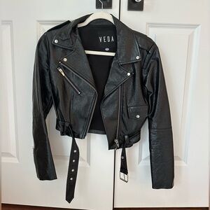 Veda Cropped Patent Leather Jacket